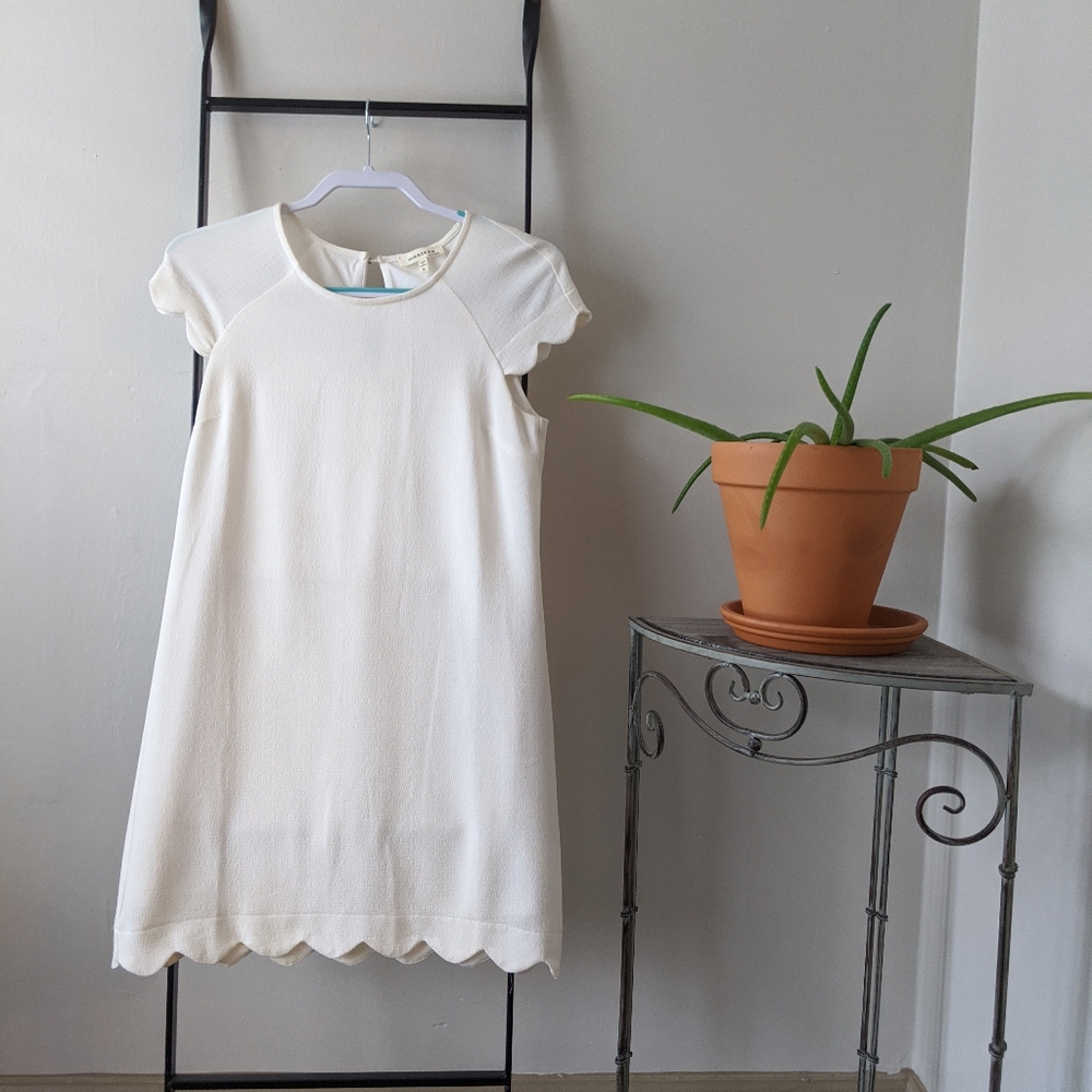 White Dress with Scallop Sleeves